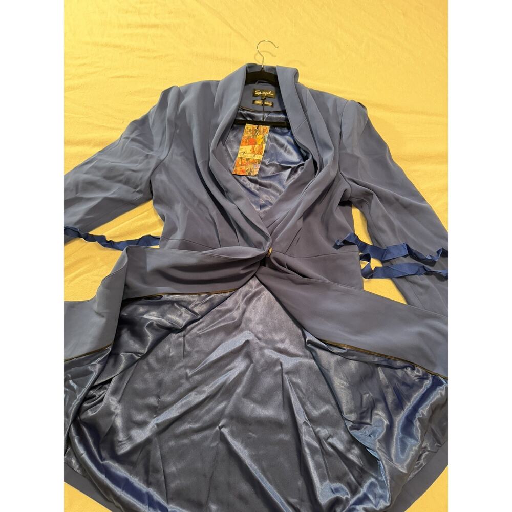 Spiegel Blue 80% Wool Blend Long Overcoat Womens Size 14 NEW - Picture 7 of 10